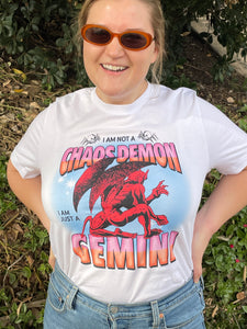 Not A Chaos Demon, Just A Gemini T-shirt - White/Pink