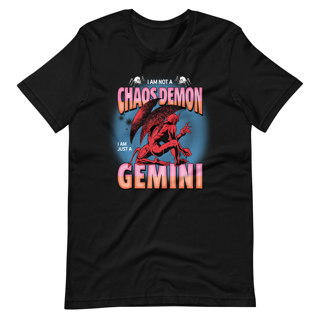 Not A Chaos Demon, Just A Gemini T-Shirt - Black/Pink